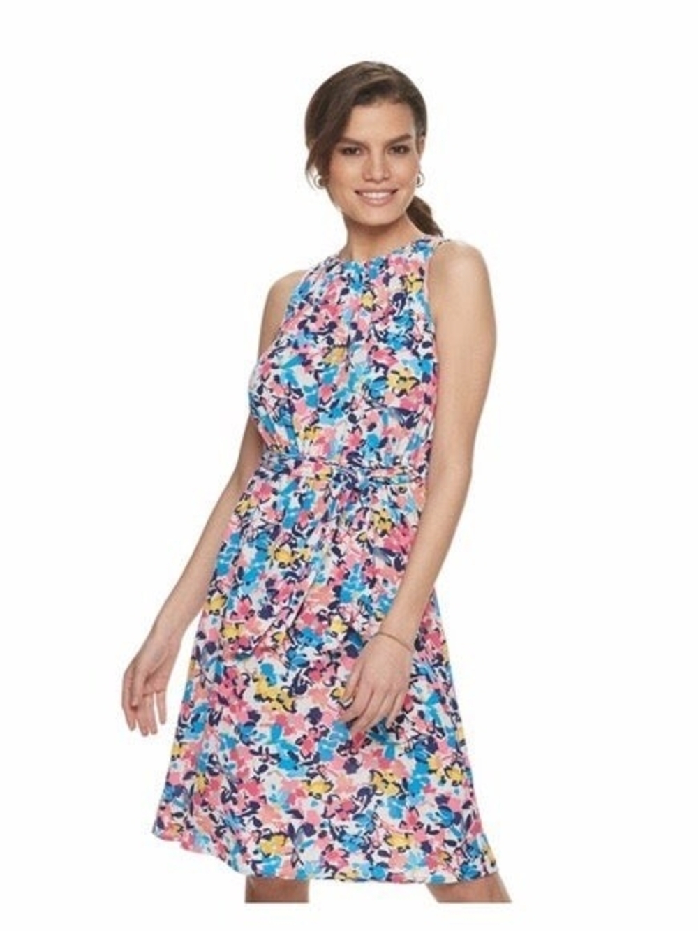 Juicy Couture Pink and Blue Floral Halter Midi Dress